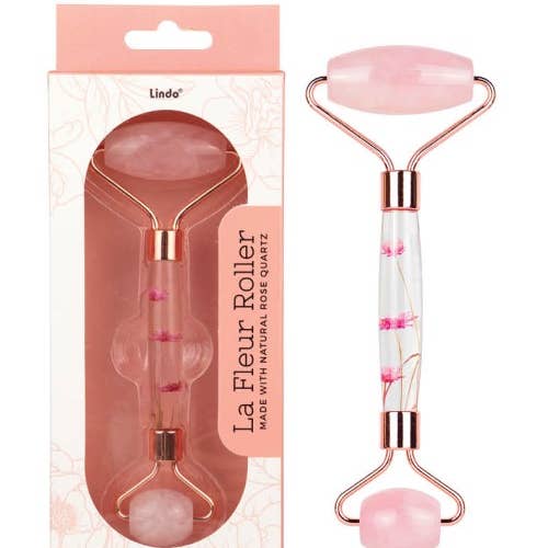 Lindo - Wholesale Face/Beauty Roller - Lindo La Fleur Facial Stone Roller - Premium Rose Quartz0