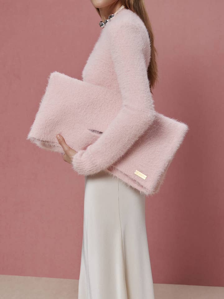 Soft Clutch Bag Made Of Fluffy Yarn for wholesale by Nenya Fashion Limited