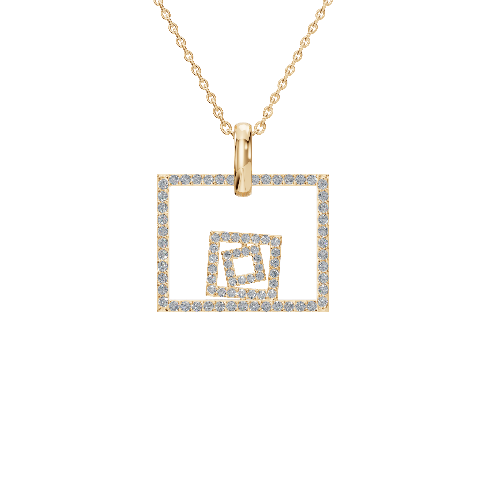 PureYou Jewelry - Vente Colliers à pendentif - Collier carré en diamant en or 14K, collier superposé délicat0