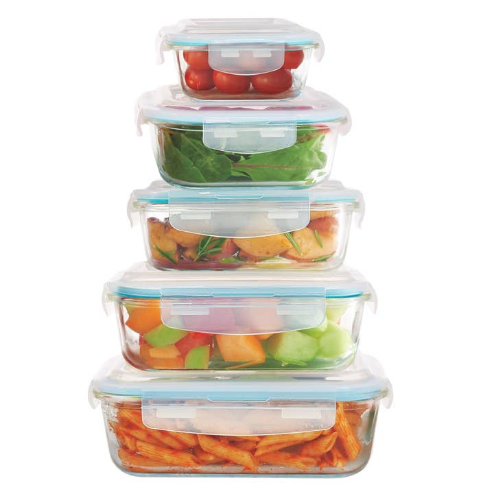 Dura Living LLC - Wholesale Food Storage Container - 10-Piece Glass Food Storage Containers with Airtight Locking Lids (5 Containers + 5 Lids)1