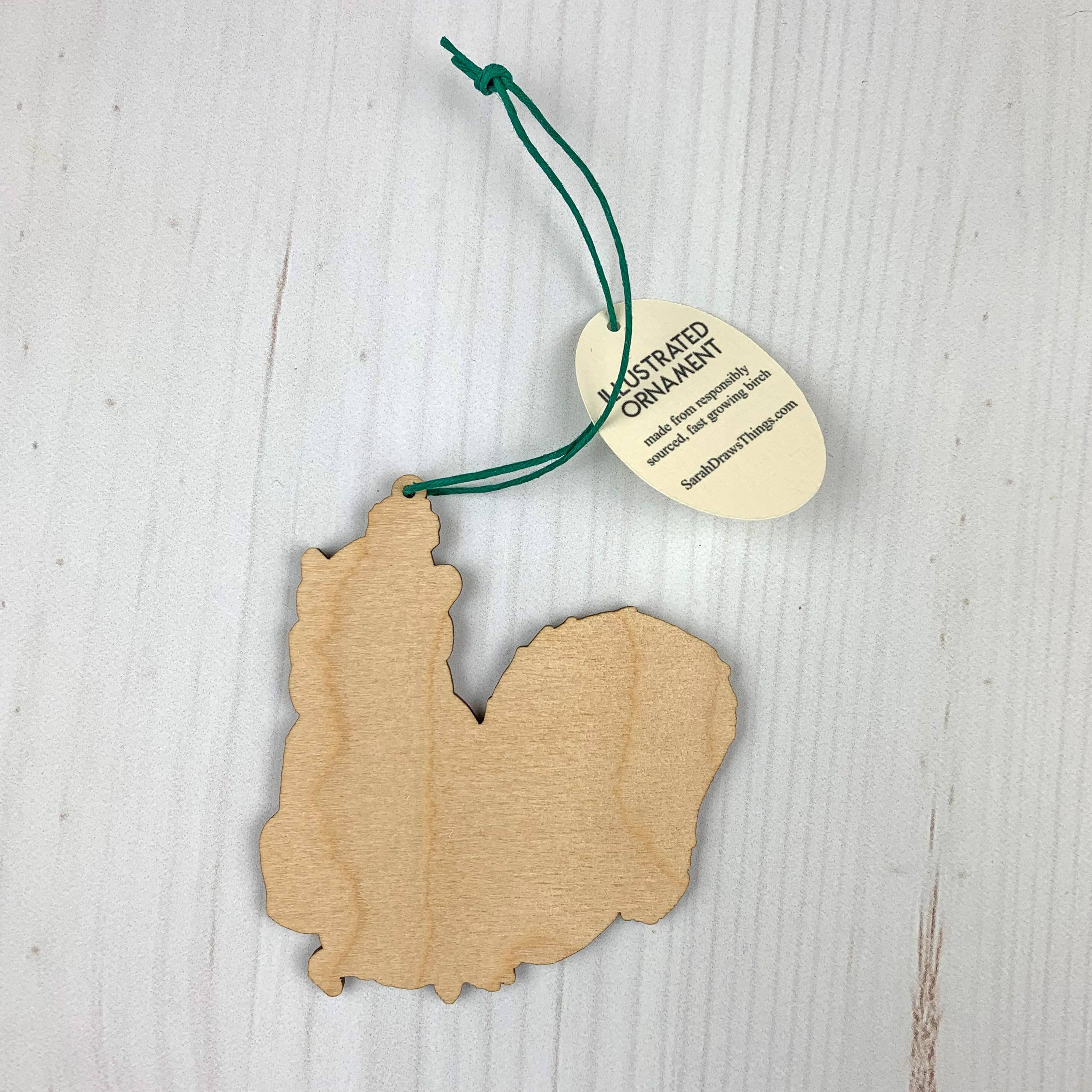 Sarah Draws Things - Wholesale Ornament - Beer Squirrel- 3.5" illustrated wooden tree ornament2