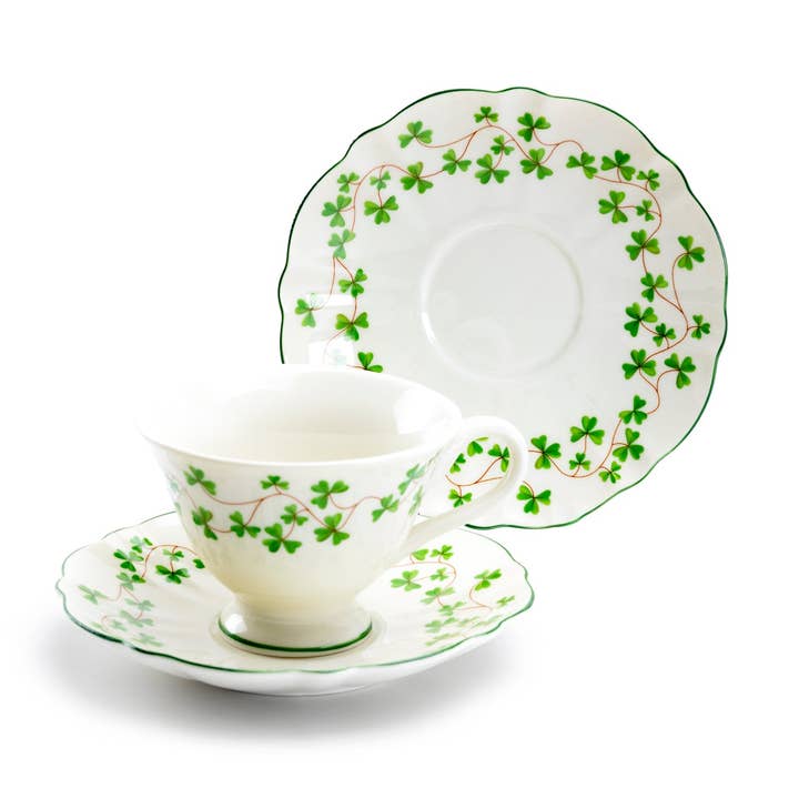 Grace Teaware - Vente Service à thé - Tasse à thé et soucoupe en porcelaine fine Shamrock 7 oz2