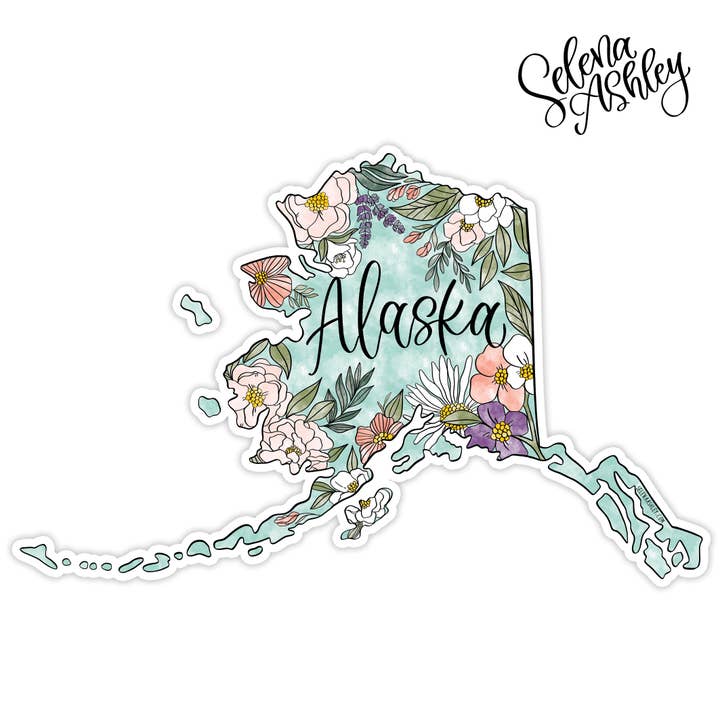 Alaska Floral Sticker for wholesale by Selena Ashley Designs