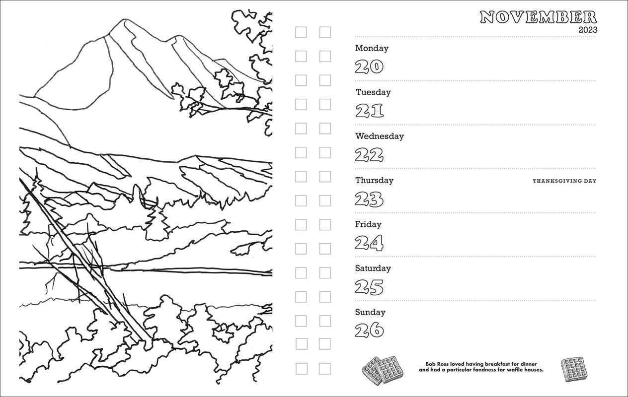 Simon & Schuster - Wholesale Coloring & Activity Book - Adult - Bob Ross Happy Little 18-Month Coloring Planner by Editors of Thunder Bay Press5