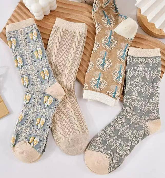 Sweetkama - Wholesale Socks - Women's - Ladies Multi Color Cotton Daily Socks SKASC41606