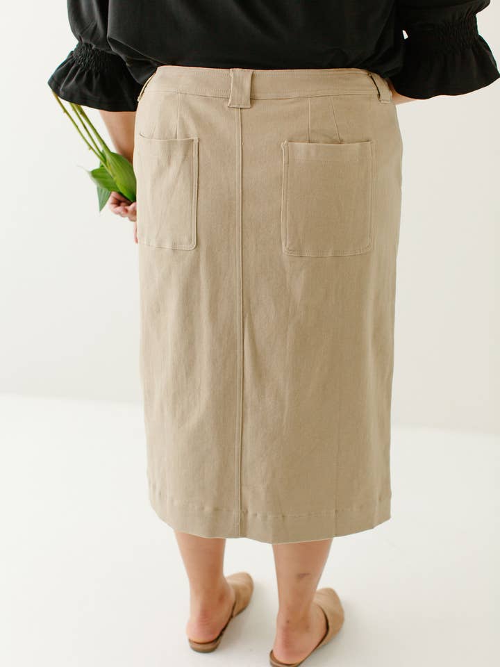 The Main Street Exchange - Wholesale Skirt - Women's - 'Adrian' Classic Denim Midi Skirt FINAL SALE15