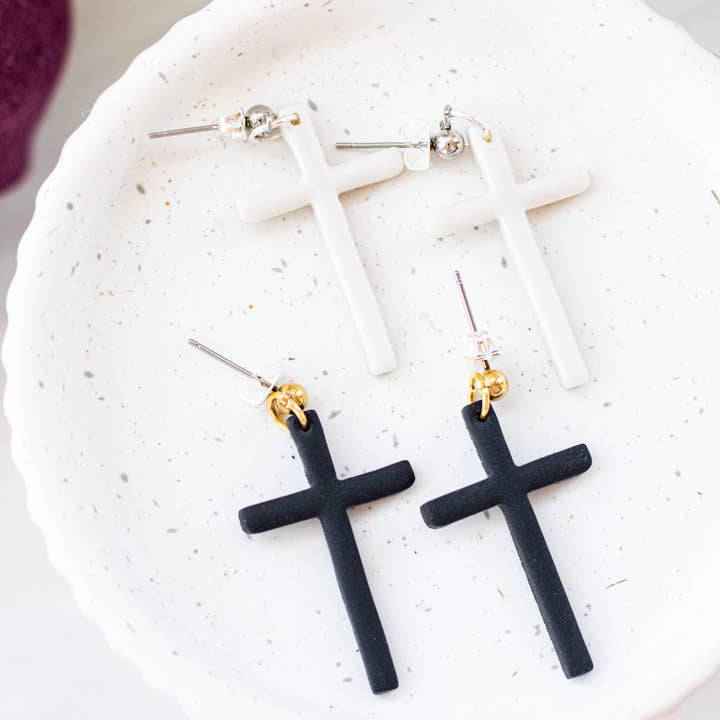 EJ Clay Co - Wholesale Dangle Earrings - Thin Cross Dangles0