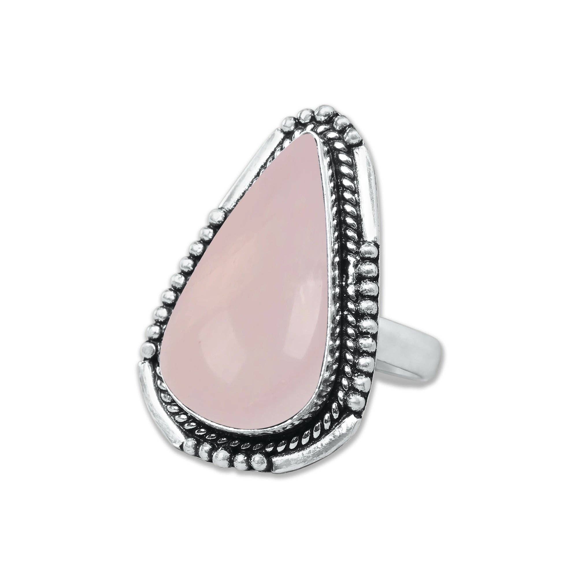 Handmade Jewels – wholesale Cocktail/Statement Ring – Rosenkvartsringar – Silverpläterade, Handgjorda, Mjuk Rosa (US Storlekar 6–10, Ej Justerbara)11