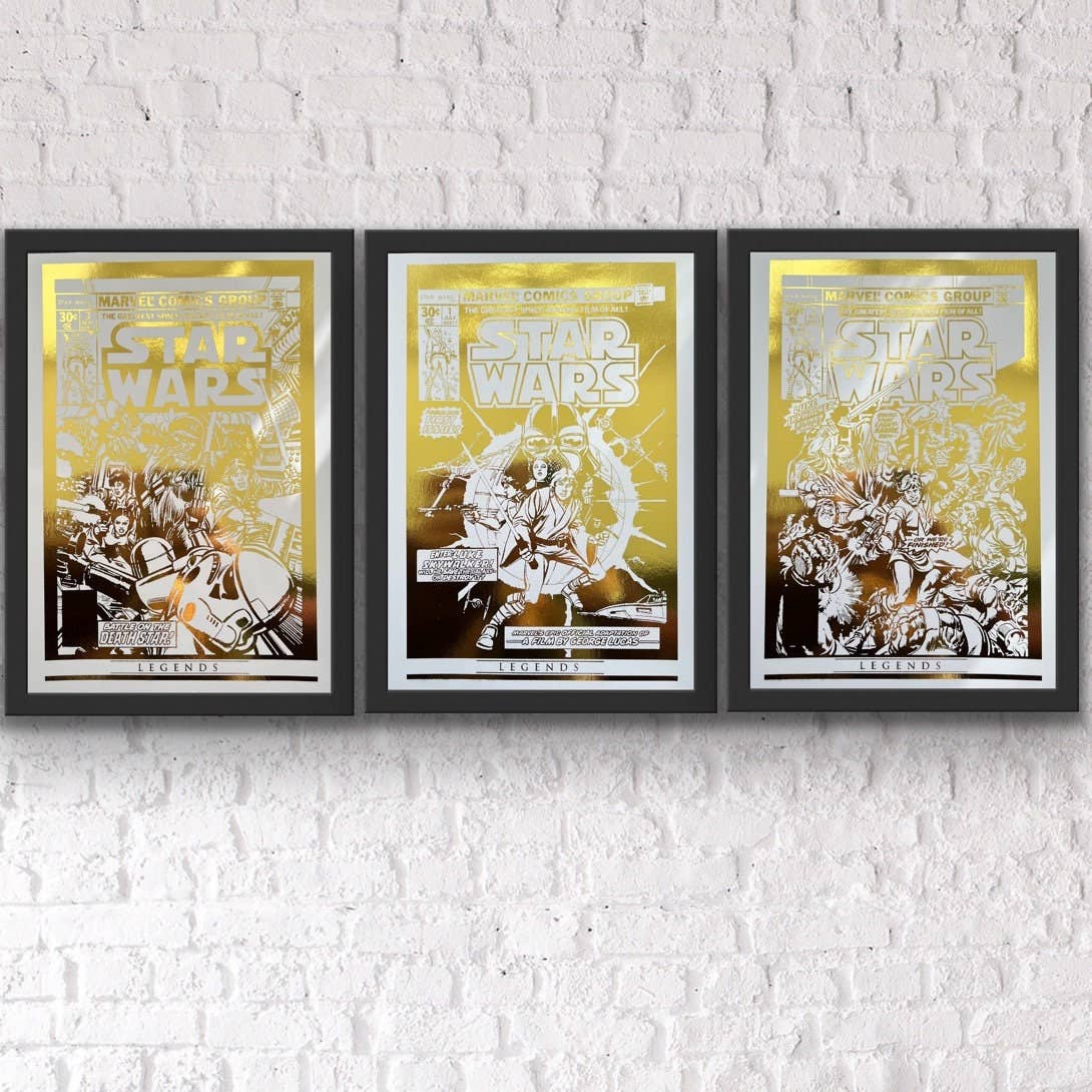 Billies Inks - Vente Set d'éléments de galerie photo - Set de 3 affiches en foil des couvertures de comics Star Wars2