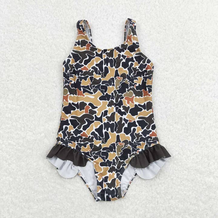 Baby Girls Brown Camo Western Summer Swimsuits for wholesale by Aier Wholesale