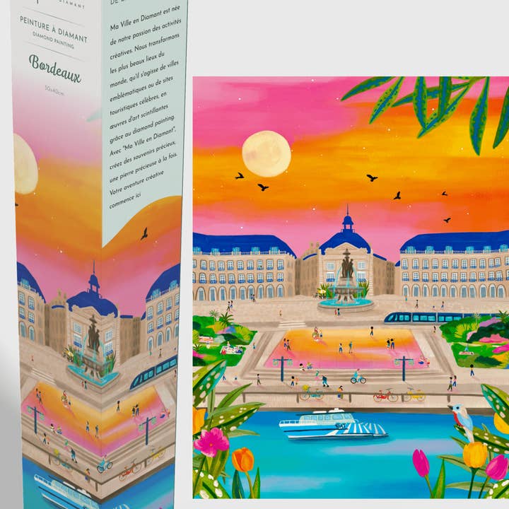 Bordeaux la Place de la Bourse - Peinture en Diamant pour la vente par Ma Ville en Diamant