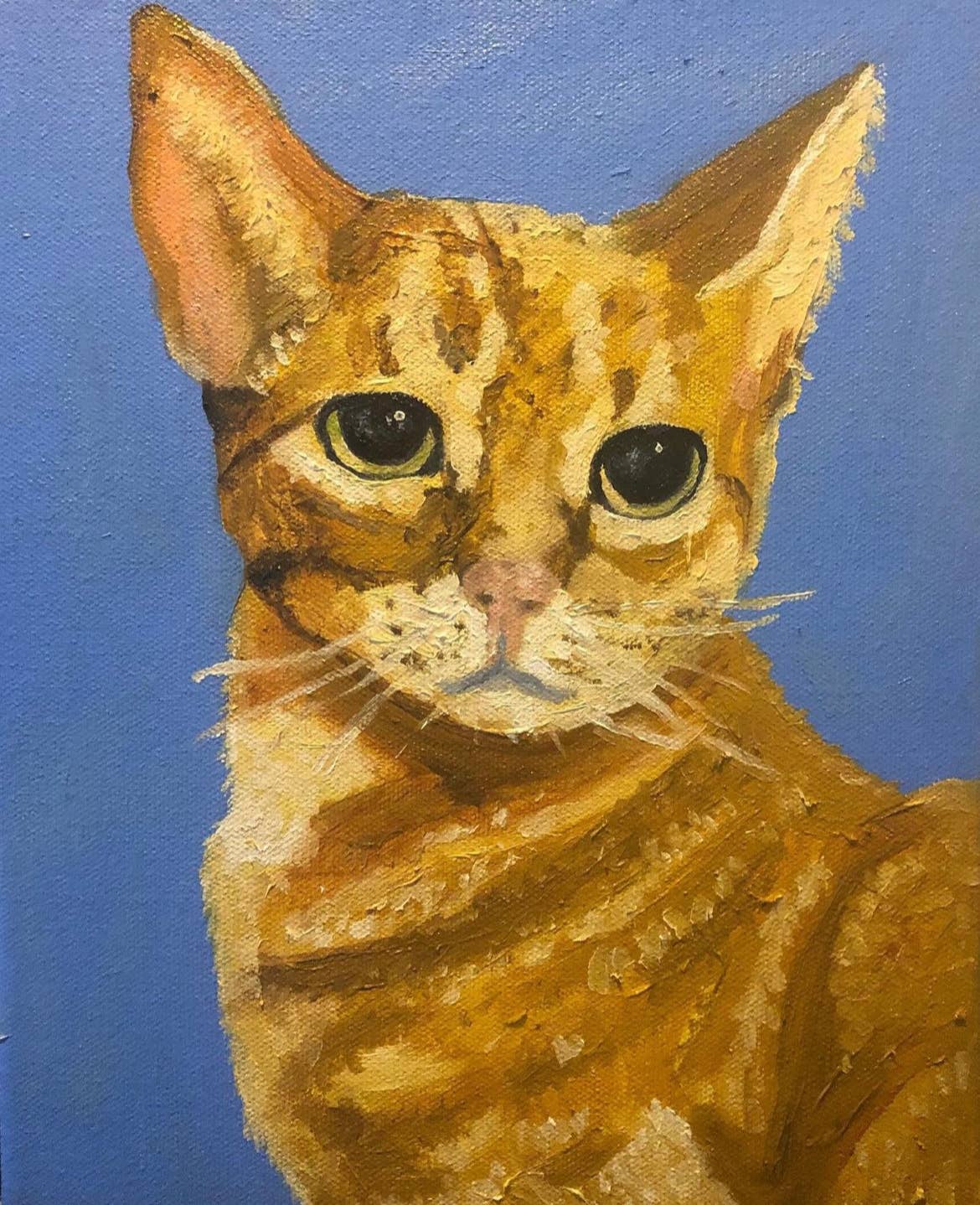 LMH Artwork - Wholesale Art Print - Kitty on Blue print