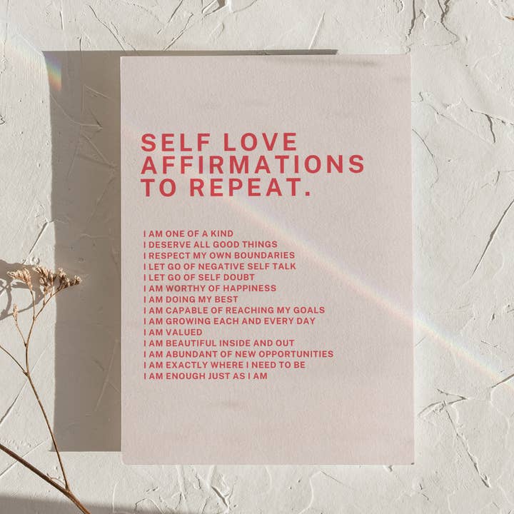 Affiche Rose avec Citations d’Affirmations pour l’Amour de Soi pour la vente par LXR CREATE