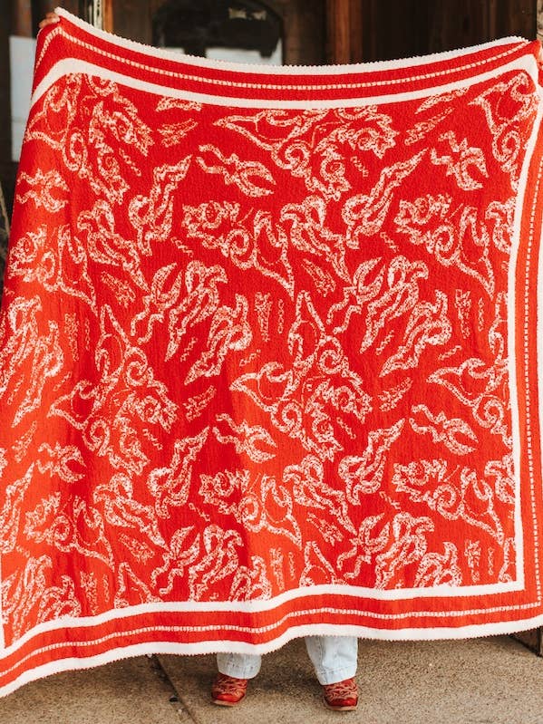 Rote Stiefel Stich Polyester Mikrofaser Decke für den Großhandel von LUCKY & BLESSED