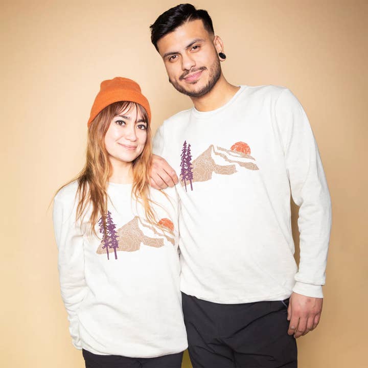 Tender Loving Empire - Wholesale Graphic Sweatshirt - Unisex - Mountain Topo Crew Sweater (Tri-Oatmeal)1