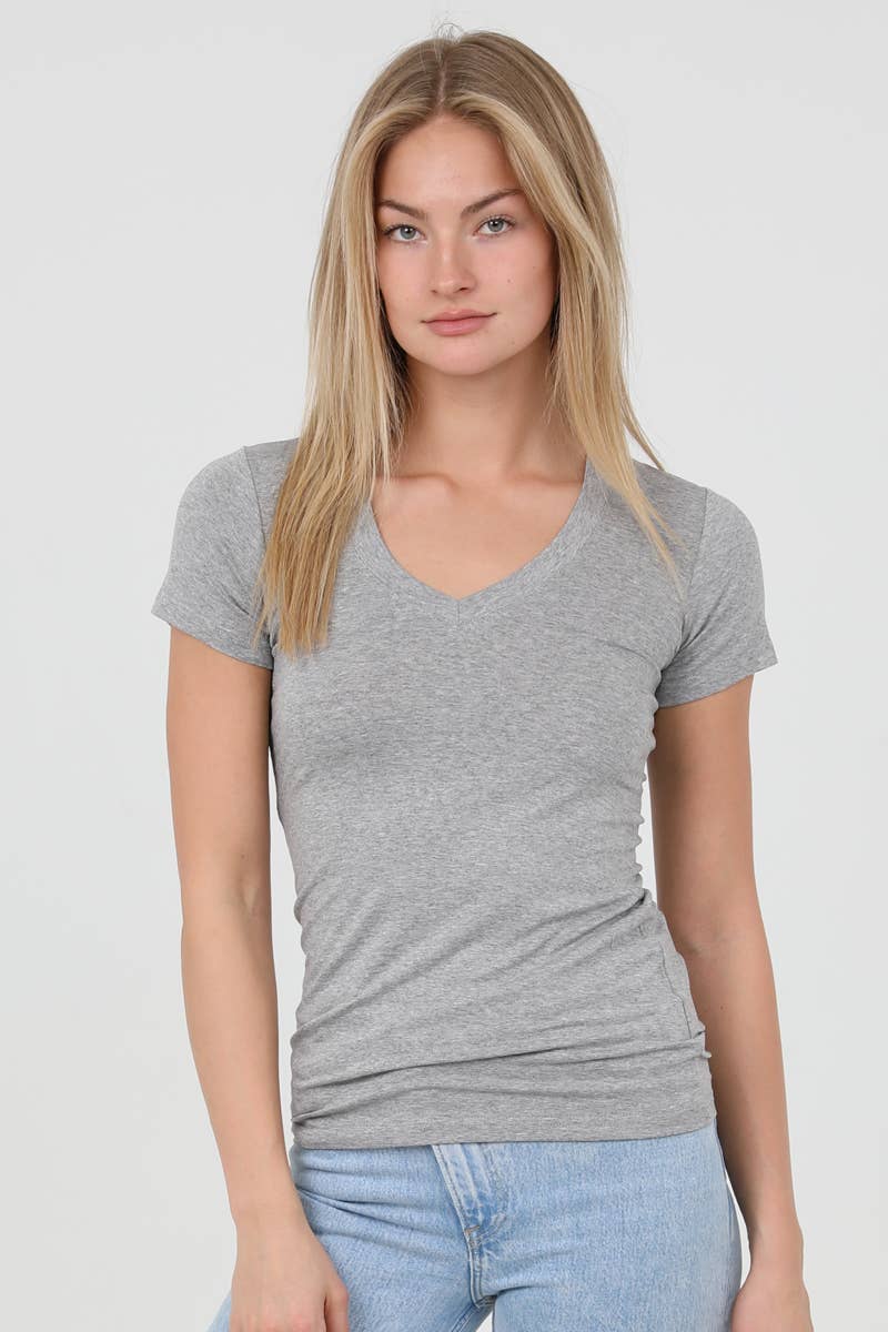 ANGIE - Vendita all'ingrosso Maglietta - Donna - Maglietta basica a scollo a V X2731-ASIS15