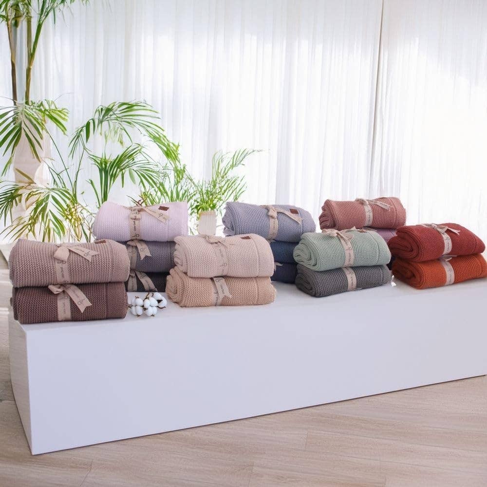 Little Dedi Knitted Blanket Alina 80x100cm - Stone for wholesale on Faire5