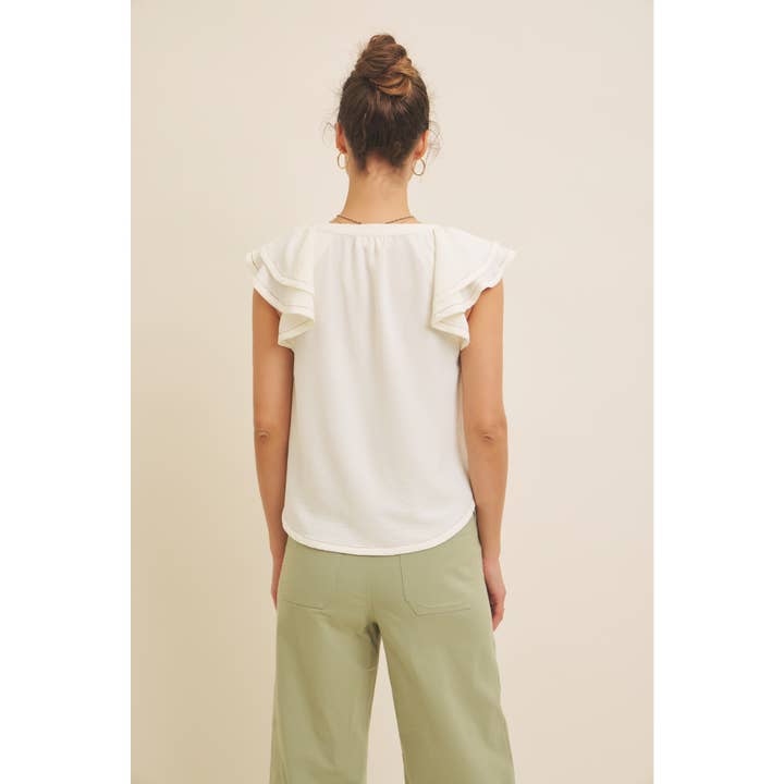 in february - Wholesale Blouse - Women's - RUFFLE BLOUSE TOP WITH BUTTON-DOWN FRONT AND CONTRAST STITCH13