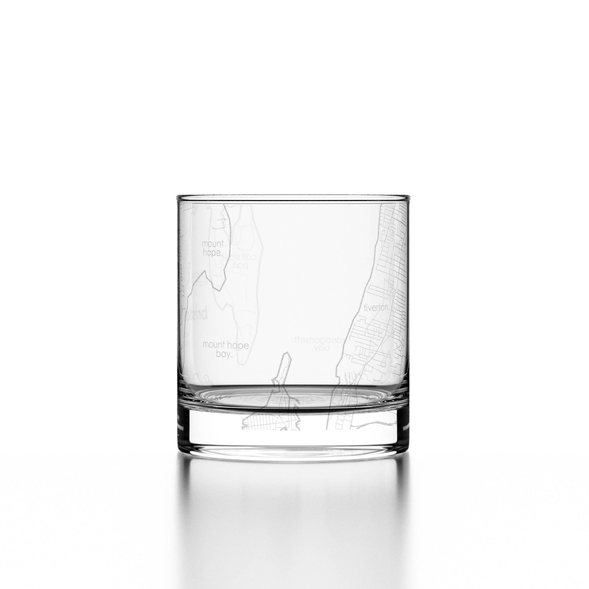Well Told - Wholesale Drinking Glass/Cup - Bristol, RI City Map - Etched Whiskey Rocks Glass4