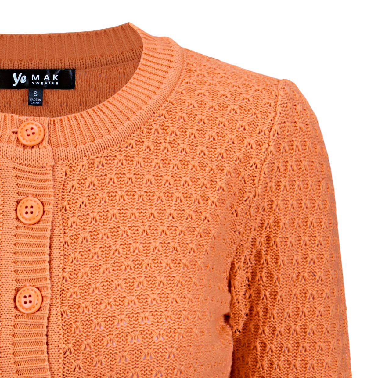 Mak – Engroshandel Cardigan - Dame – Mak 3/4-ærmet kort strikket cardigan med rund hals MK351484