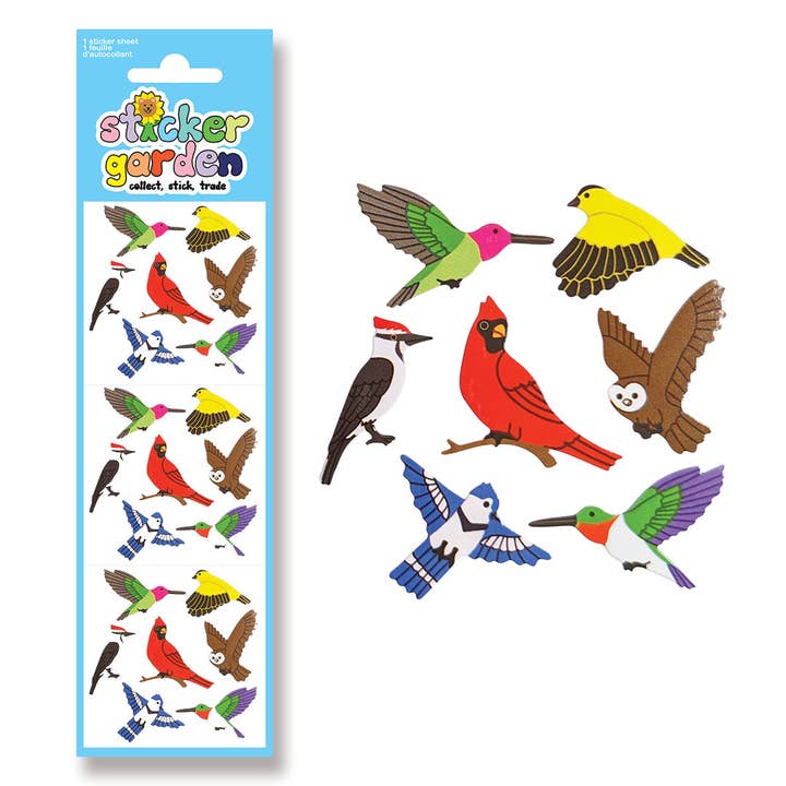 Feuille d'autocollants d'oiseaux classiques pour enfants pour la vente par Sticker Garden