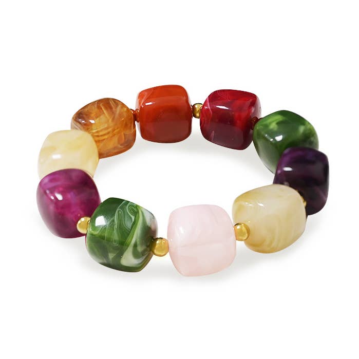 ELASTIC BRACELET WITH SQUARE RESIN BEADS for wholesale by AMORINO SRL