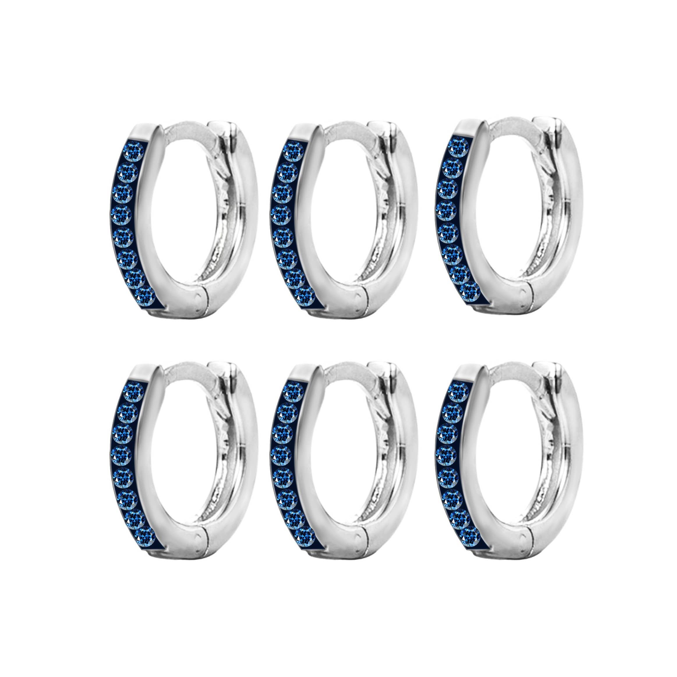 AMORINO SRL - Wholesale Jewelry Set - SET OF 6 HOOP EARRINGS WITH RHINESTONES - DH2264D728/E269 SILVER4