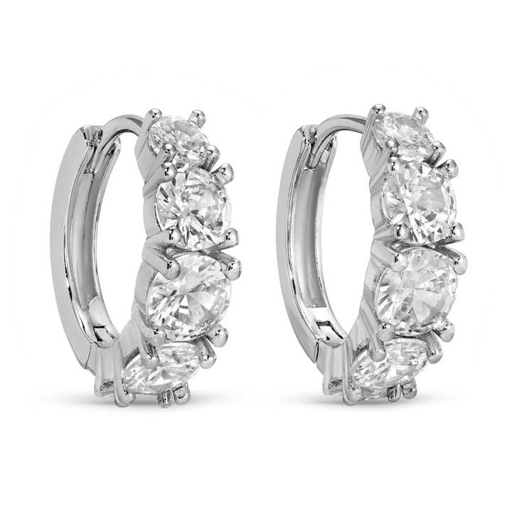 Splendid Iris - Wholesale Huggie Earrings - Large Graduating CZ Huggies0