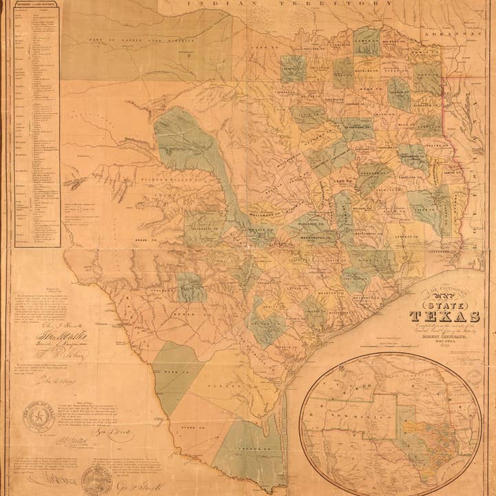 Relic Map Co. - Wholesale Map - J. De Cordova's Map of Texas, Map of the State of Texas, State of Texas in 1853
