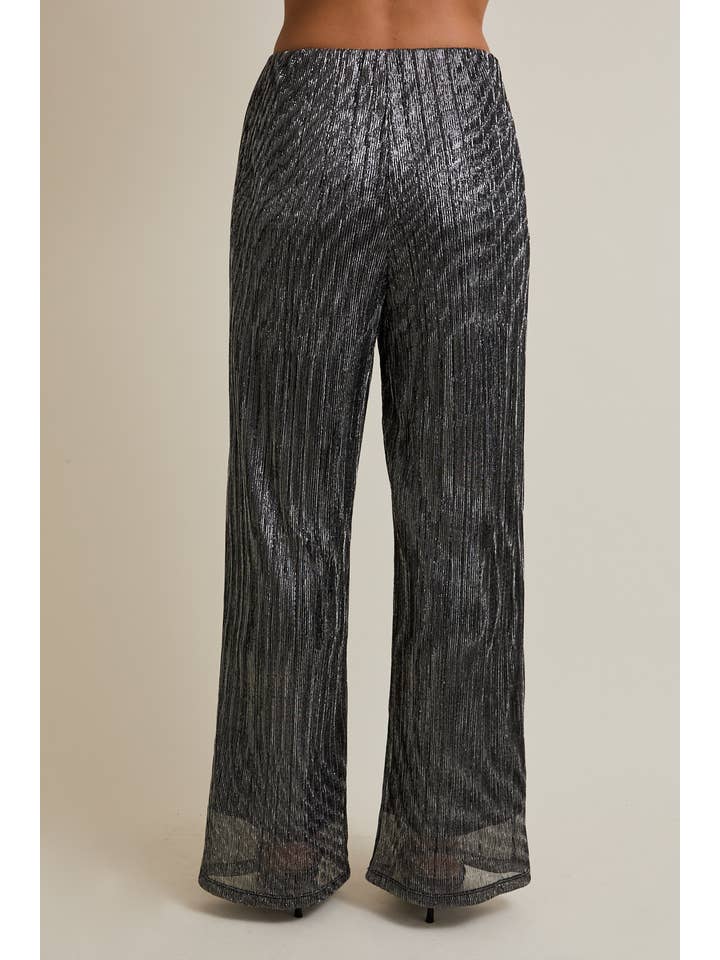SILVER BLACK METALLIC PANTS for wholesale on Faire3