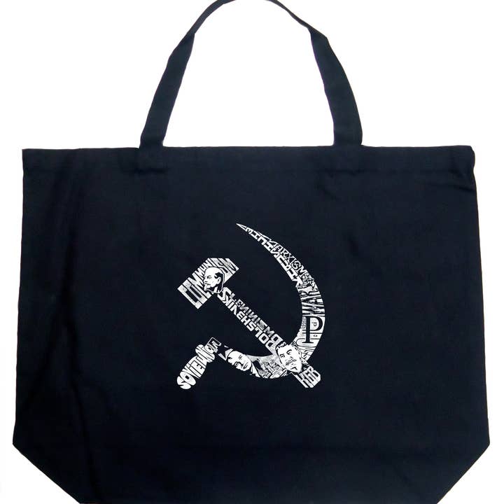 LA Pop Art Word Art Tote Bag - SOVIET HAMMER AND SICKLE for wholesale by LA Pop Art