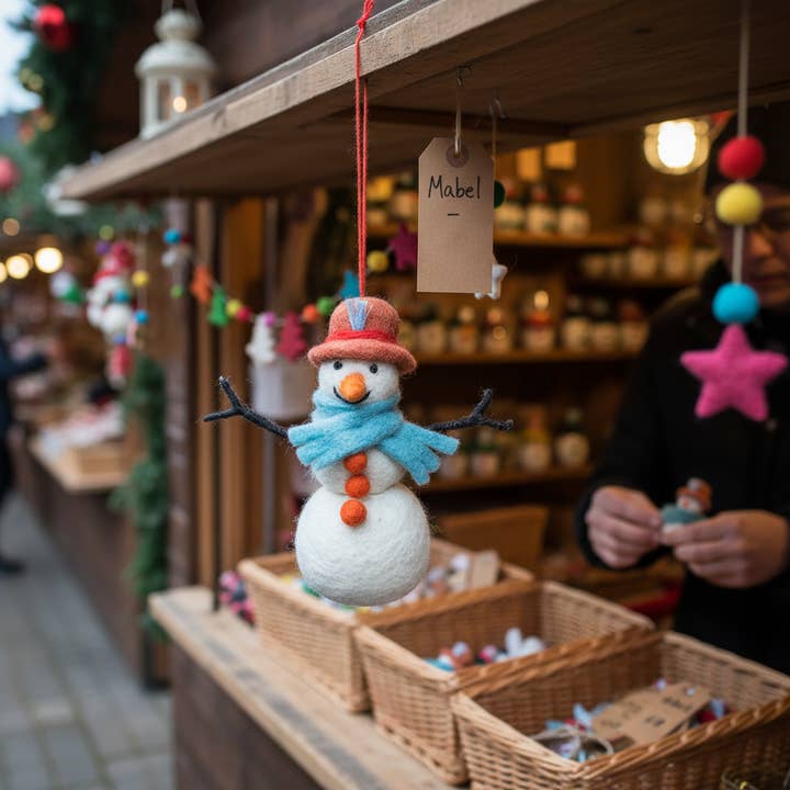 Felt So Good - Wholesale Ornament - Handmade Felt Mabel the Snowman Arctic Hanging Decoration3