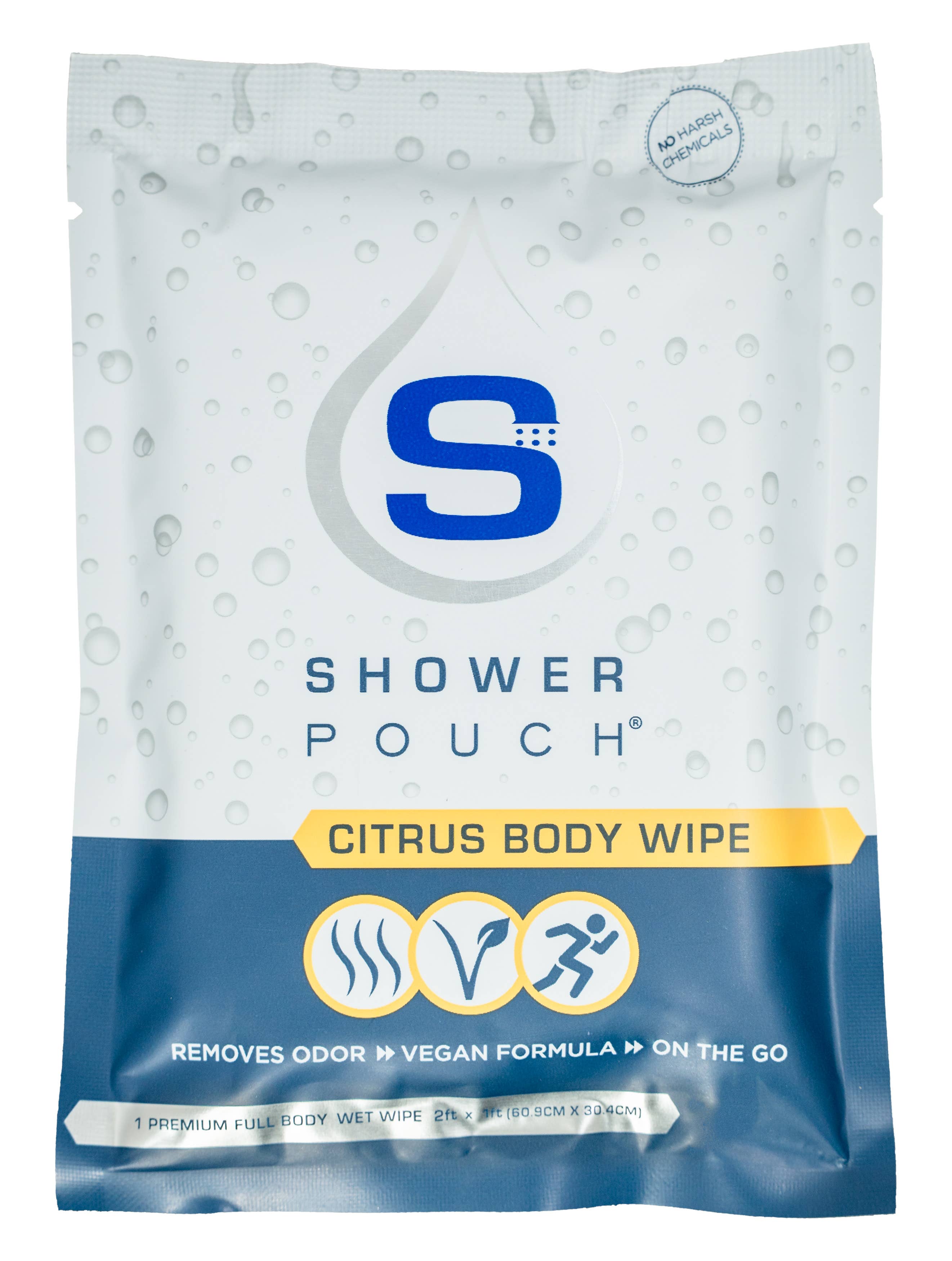 Shower Pouch - Wholesale Face & Body Wipes - 2' x 1' Gigantic Body Wipes - Citrus 0