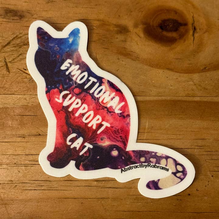 Emotional Support Cat Sticker 3" Pink, Blue, Purple Bi Pride for wholesale by AbstractbyRabrams