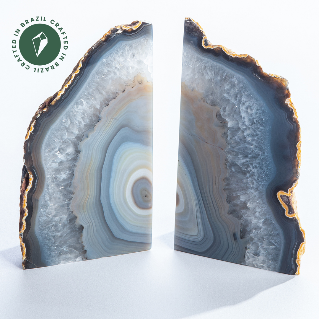 GeoCentral – wholesale Bookend – Natural Agate Bookends - Crafted in Brazil1