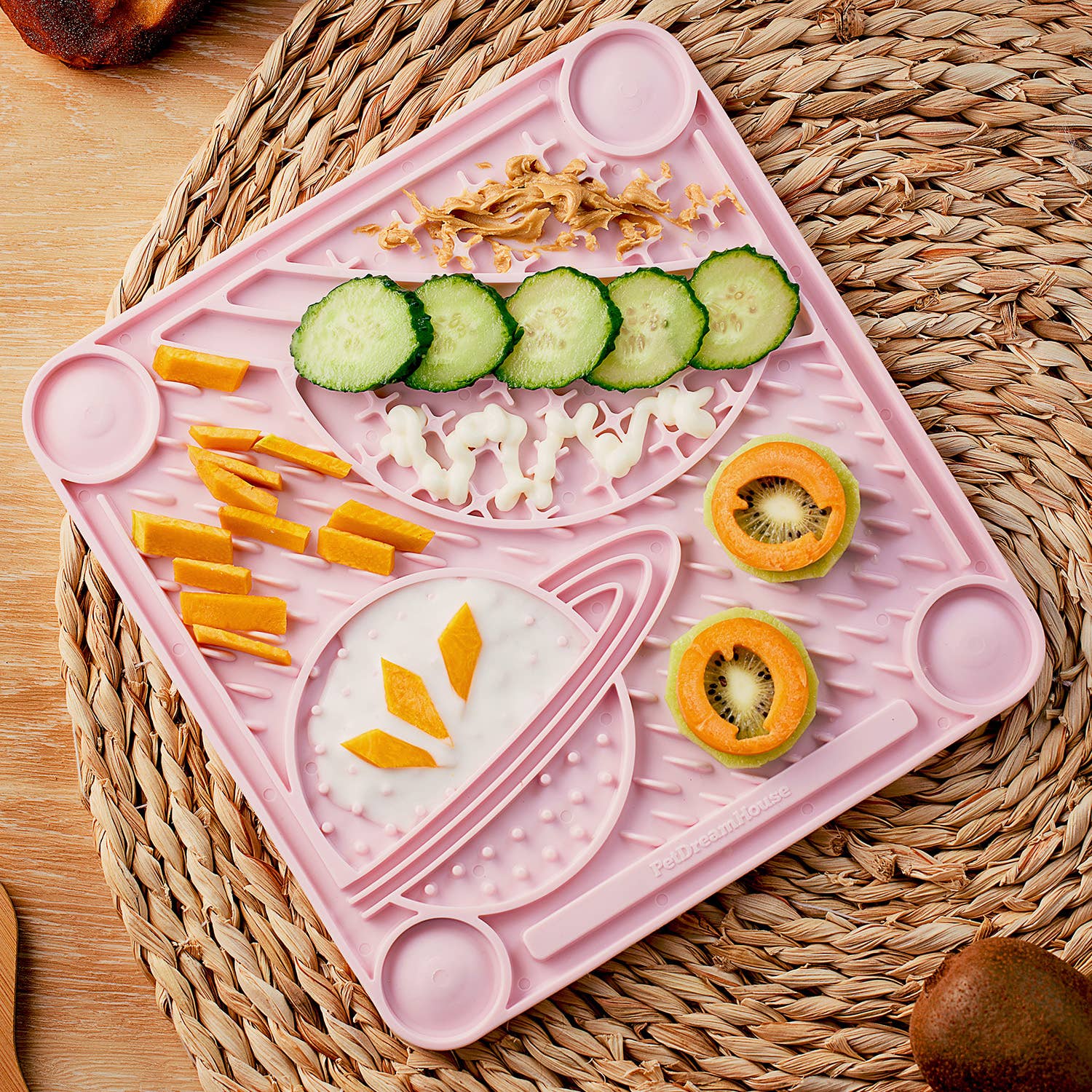 PetDreamHouse - Vente Tapis de gamelle – chien - Tapis à lécher PetDreamHouse avec motif planètes pour chiens1