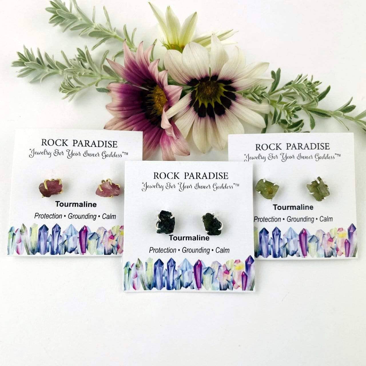 Rock Paradise - Wholesale Stud/Post Earrings - Crystal Gemstone Stud Earrings - Choose Gold or Silver9