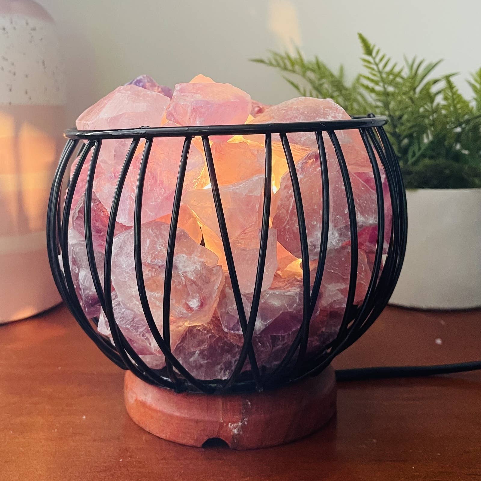 SALTCO AUSTRALIA - Wholesale Accent/Desk Lamp - Rose Quartz Crystal Basket Lamp2