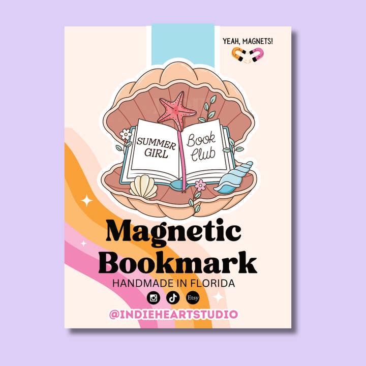 Indie Heart Studio - Wholesale Bookmark - Summer Girl Book Club Shell | Magnetic Bookmark