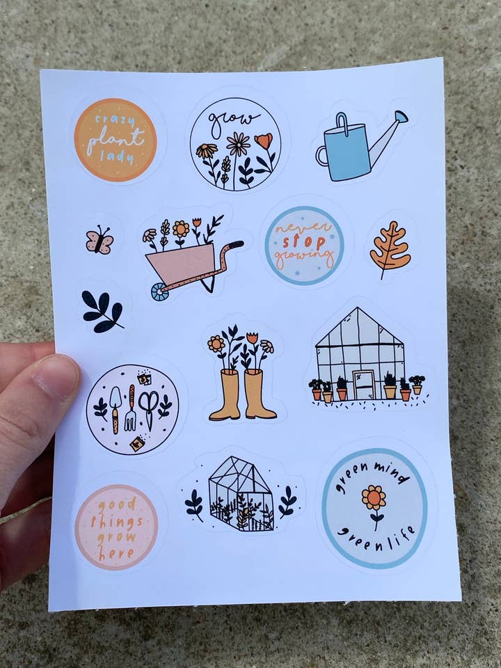 Plant Mom klistermærke ark for engroshandel hos Hannah Elise Co