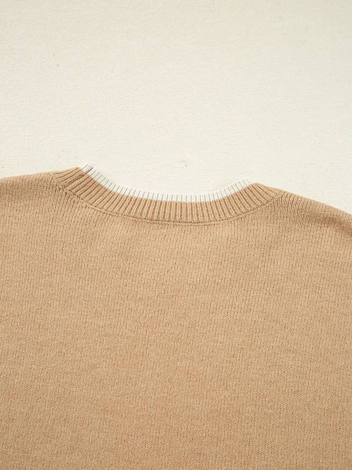 Suhkasana - Wholesale Knit Sweater - Women's - Leopard Bow Split Cuff Contrast Knit Sweater for Women20