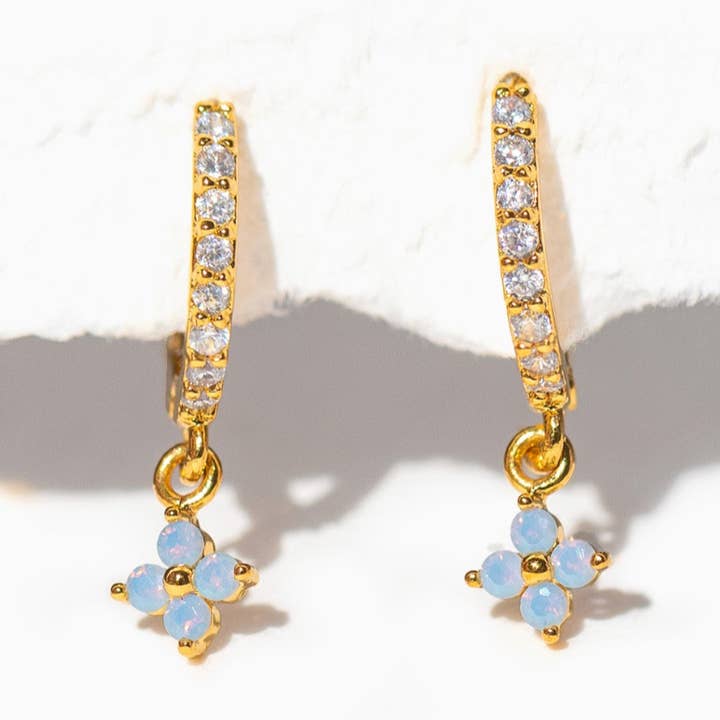 Girls Crew – wholesale Hängande örhängen – Blå Blossom Kärlek Dingla Hoops7