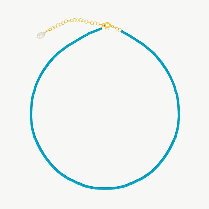 Natural Turquoise Sterling Silver Necklace With Pearl for wholesale by Mejoma