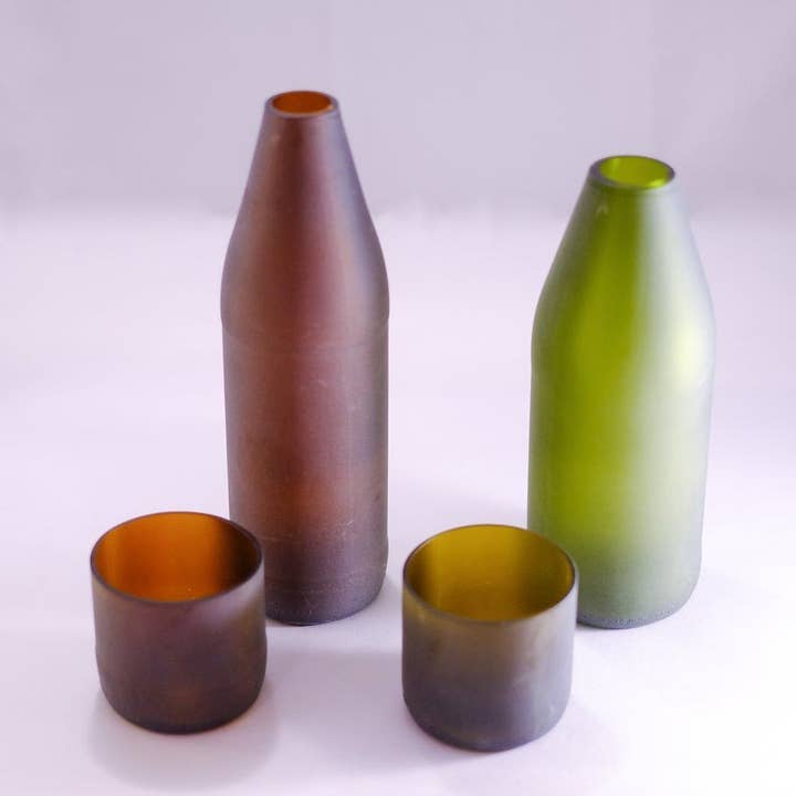 WAS A BOTTLE - Vendita all'ingrosso Caraffe - Comodino bottiglia di vino caraffa con set di bicchieri (smerigliato)