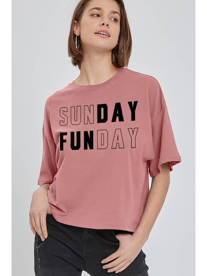 COLORBEAR - Wholesale T-Shirt (Graphic) - Women's - Sunday Funday Graphic Relaxed Crop Top4