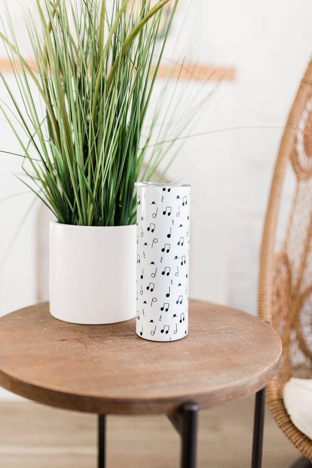 Musically Minted - Wholesale Insulated Mug/Tumbler - Black and White Music Note Skinny Tumbler2