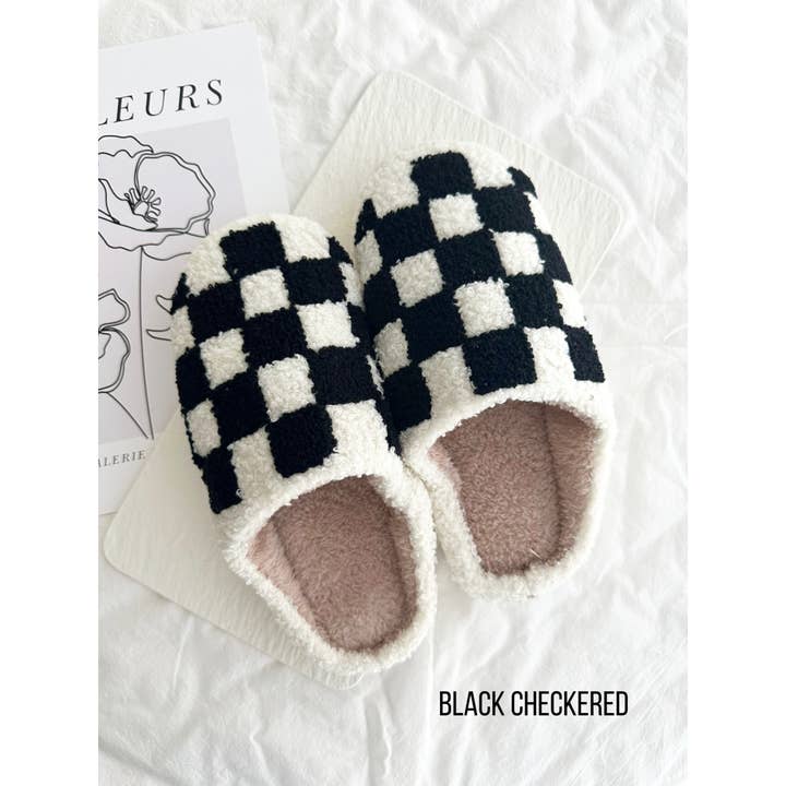 LoveLina - Wholesale Slippers - Women's - Checkered Pattern Cozy Slippers - OBI