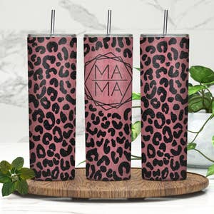 Pink Leopard Tumbler with Handle - Front Porch Boutique, LLC.
