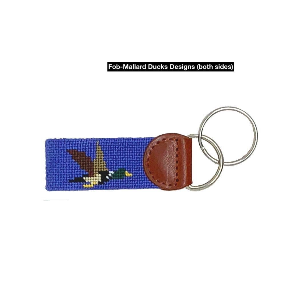 customization available for color and or design Needlepoint Fob-Mallard Ducks Designs 8wk stitch time for wholesale on Faire
