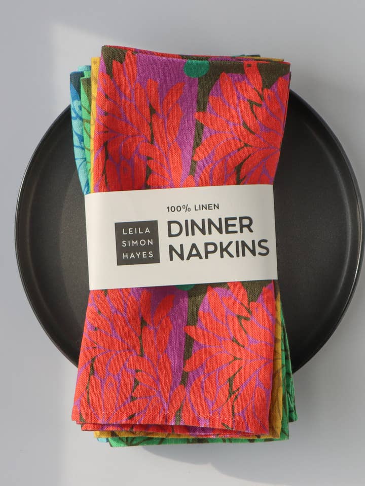 Serviettes en lin Murmuration, LOT DE 4 pour la vente par Leila Simon Hayes